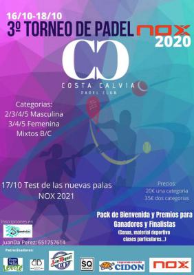 poster del torneo 3ER TORNEO DE PADEL NOX 2020