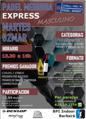 poster del torneo PÁDEL EXPRESS MEDIODÍA NIVEL TERCERA MASCULINO Y FEMENINO