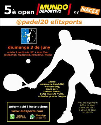 poster del torneo 5È OPEN MUNDO DEPORTIVO @PADEL20