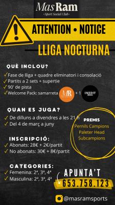 poster del torneo LIGA NOCTURNA MAS RAM SPORTS