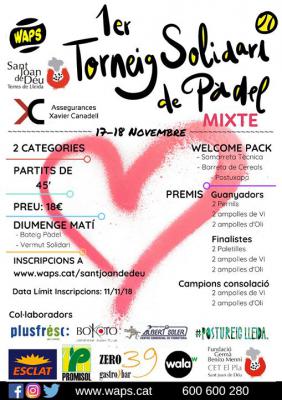 poster del torneo 1r TORNEIG SOLIDARI MIXTE SANT JOAN DE DÉU LLEIDA