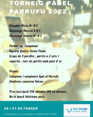 poster del torneo TORNEIG DE PÀDEL PARRUFU 2022