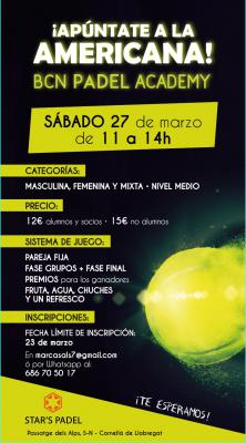 poster del torneo AMERICANA BCN PADEL ACADEMY