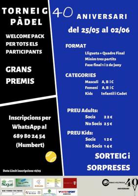 poster torneo TORNEIG PÀDEL 40 ANIVERSARI