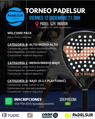 poster del torneo NOCTURNO PADELSUR ESPECIAL CATEGORIAS B, C Y D