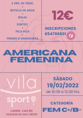 poster del torneo AMERICANA VILASPORT FEMENINA FEBRERO 19-2-22