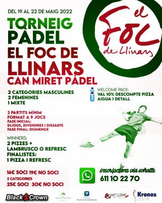 poster del torneo TORNEIG DE PÀDEL EXPRÉS BY EL FOC DE LLINARS