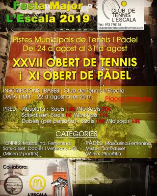 poster torneo XI OBERT DE PADEL FESTA MAJOR L'ESCALA 2019