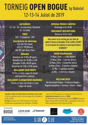 poster del torneo TORNEIG OPEN BOGUE BY BABOLAT