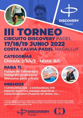 poster del torneo III TORNEO CIRCUITO DISCOVERY PADEL