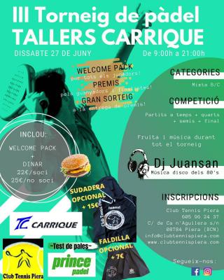 poster del torneo III TORNEIG DE PADEL TALLERS CARRIQUE