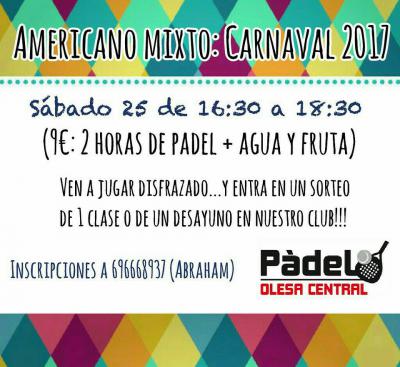 poster del torneo AMERICANO MIXTO CARNAVAL 2017