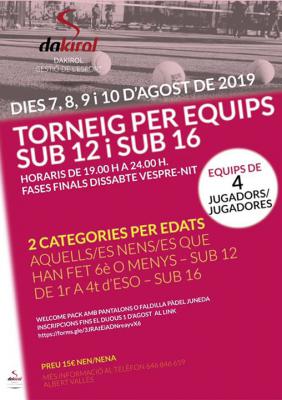 poster del torneo TORNEIG PER EQUIPS SUB 12 I SUB 16