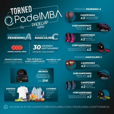 poster del torneo TORNEO PADELMBA BY PADELVIP EVENTOS - MADRID CENTRAL PÁDEL
