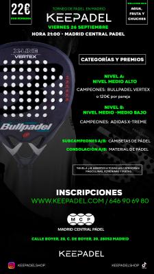 poster del torneo KEEPADEL (NIVELES A-B) & MADRID CENTRAL PADEL