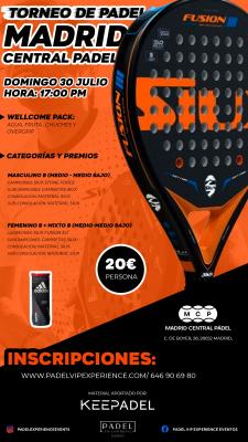 poster del torneo TORNEO KEEPADEL DOMINGO 30 DE JULIO & MADRID CENTRAL PADEL