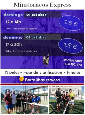 poster del torneo 2 MINITORNEOS PADEL EXPRESS + BARRA LIBRE 🍺🍷