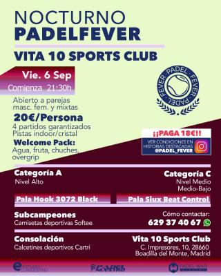 poster torneo NOCTURNO PADEL FEVER - ABIERTO A PAREJAS MASC, FEM Y MIXTAS