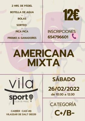 poster del torneo AMERICANA MIXTA FEBRERO 26-2-22