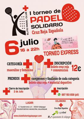 poster torneo  I TORNEO DE PÁDEL SOLIDARIO CRUZ ROJA ESPAÑOLA