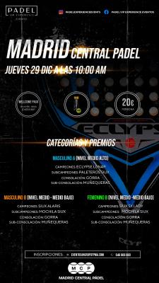 poster del torneo TORNEO MAÑANERO JUEVES 29 DICIEMBRE & MADRID CENTRAL PADEL