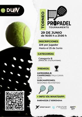 poster del torneo TORNEO PRO PADEL - DUIN SPORTS - CATEGORIA B