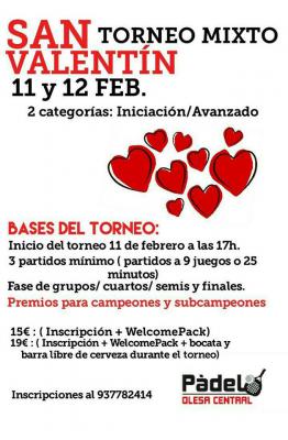 poster del torneo TORNEO MIXTO SAN VALENTÍN