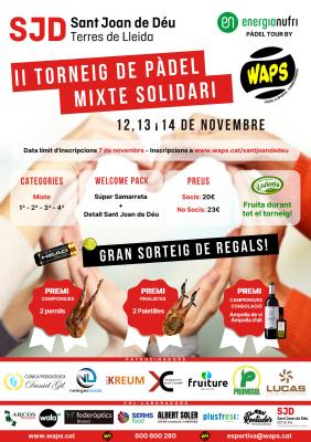 poster del torneo I TORNEIG DE PÀDEL MIXTE SOLIDARI SANT JOAN DE DÉU