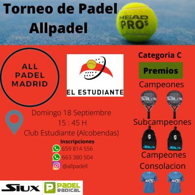 poster del torneo TORNEO ALLPADEL  (PISTAS CUBIERTAS Y DE CRISTAL)
