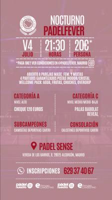 poster torneo NOCTURNO PADEL FEVER - MASCULINO, FEMENINO Y MIXTO (A Y C)