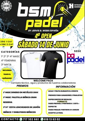 poster del torneo 4º OPEN BSM PADEL