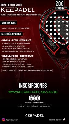 poster del torneo TORNEO NOCTURNO KEEPADEL & MADRID CENTRAL PADEL