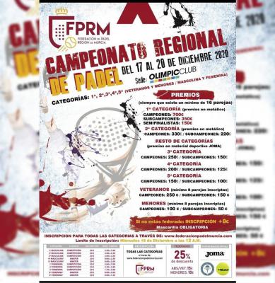 poster del torneo CAMPEONATO REGIONAL DE PADEL