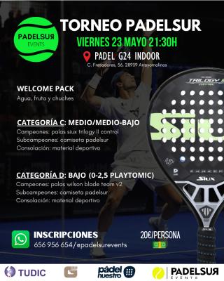 poster del torneo NOCTURNO PADELSUR CATEGORIAS C: MEDIO/MEDIO-BAJO Y D: BAJO