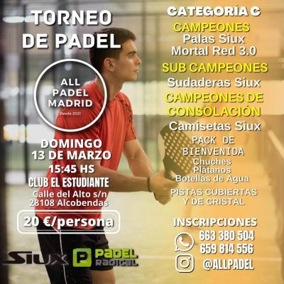 poster del torneo TORNEO ALLPADEL  (PISTAS CUBIERTAS Y DE CRISTAL)