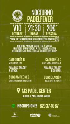 poster del torneo NOCTURNO PADEL FEVER & M3 PADEL CENTER (B & C)