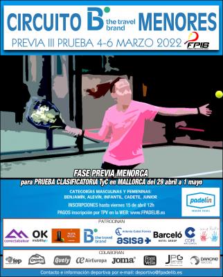poster del torneo V PRUEBA CIRCUITO BTHETRAVELBRAND DE MENORES PREVIA TYC - MENORCA