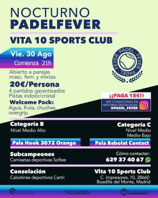 poster torneo NOCTURNO PADEL FEVER - ABIERTO A PAREJAS MASC, FEM Y MIXTAS