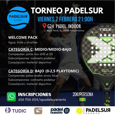 poster del torneo NOCTURNO PADELSUR CATEGORIAS C: MEDIO/MEDIO-BAJO Y D: BAJO