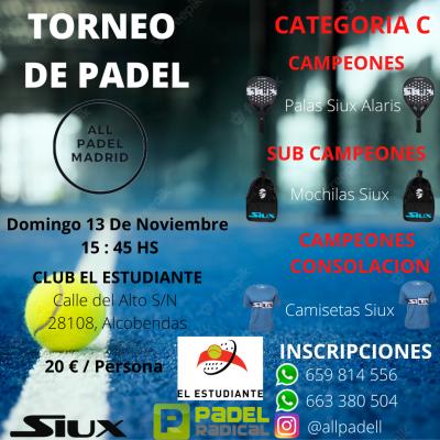 poster del torneo TORNEO ALLPADEL  (PISTAS CUBIERTAS Y DE CRISTAL)