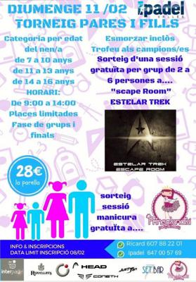 poster del torneo TORNEIG PARES i FILLS