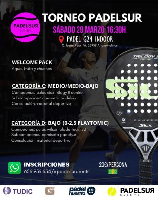 poster del torneo TORNEO PADELSUR CATEGORIAS C: MEDIO/MEDIO-BAJO Y D: BAJO