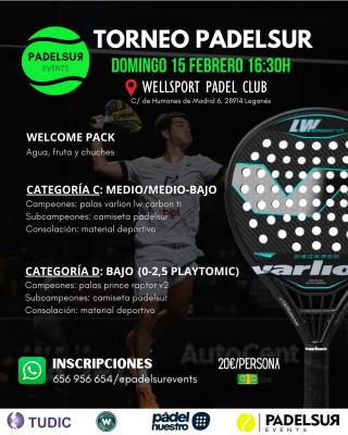 poster del torneo TORNEO PADELSUR CATEGORIAS C: MEDIO/MEDIO-BAJO Y D: BAJO
