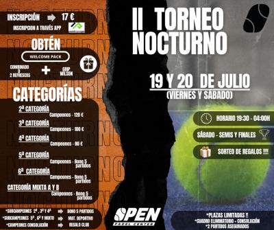 poster torneo II TORNEO NOCTURNO OPEN PADEL CENTER