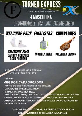 poster del torneo TORNEO EXPRESS 4A MASCULINA EN FREEDOM WELLNESS CLUB