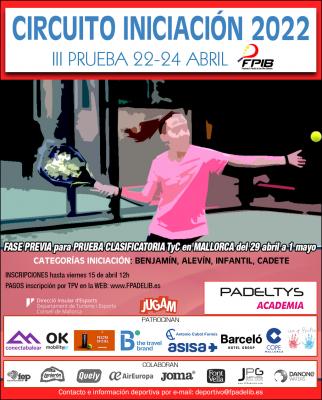 poster del torneo III PRUEBA CIRCUITO INICIACIÓN - BTHETRAVELBRAND DE MENORES - PREVIA TYC - MALLORCA