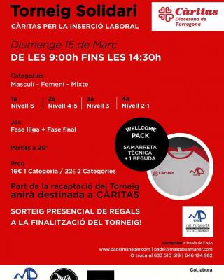 poster del torneo TORNEIG SOLIDARI CARITAS PER LA INSERCIÓ LABORAL