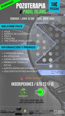 poster del torneo POZOTERAPIA & PADEL ISLAND