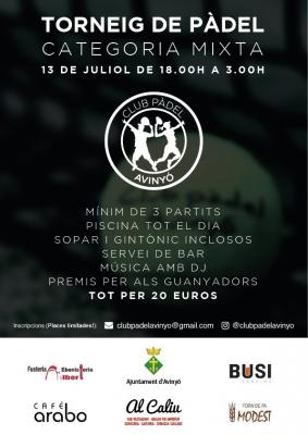 poster torneo TORNEIG DE PÀDEL CATEGORIA MIXTA