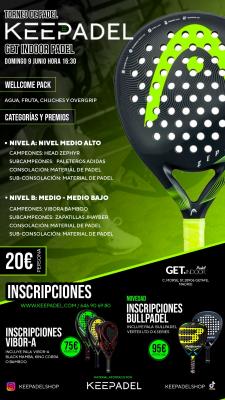 poster del torneo TORNEO KEEPADEL DOMINGO 9 DE JUNIO & GET INDOOR